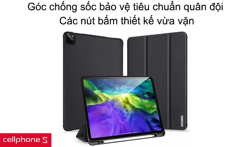 Góc chống sốc bảo vệ tiêu chuẩn quân đội, các nút bấm thiết kế vừa vặn