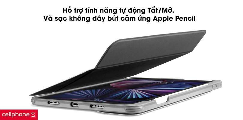 Bao da iPad Pro 12.9.2021 Tomtoc Vertical hỗ trợ sạc không dây