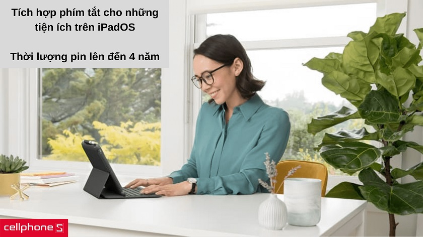 Bàn phím kiêm bao da Logitech Slim Folio cho iPad Gen 7