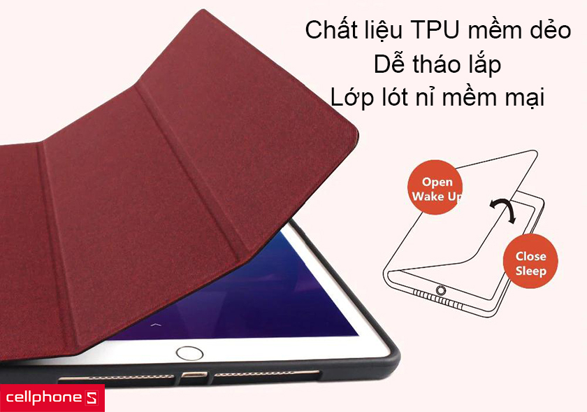 Chất liệu TPU mềm dẻo dễ tháo lắp và lớp lót nỉ mềm mại bảo vệ lưng máy