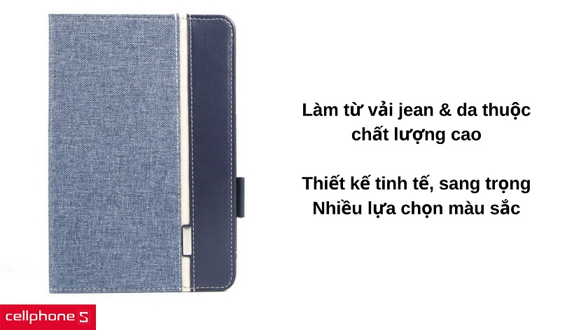 Thiết kế sang trọng & tinh tế, may với hai chất liệu vải jean và da thuộc