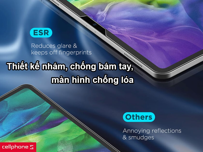 Thiết kế nhám, chống bám tay, màn hình chống lóa