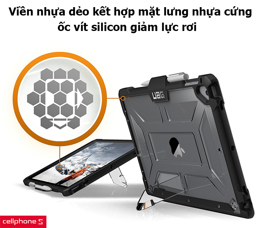 Hoàn thiện từ viền nhựa dẻo kết hợp mặt lưng nhựa cứng, ốc vít silicon giảm lực rơi