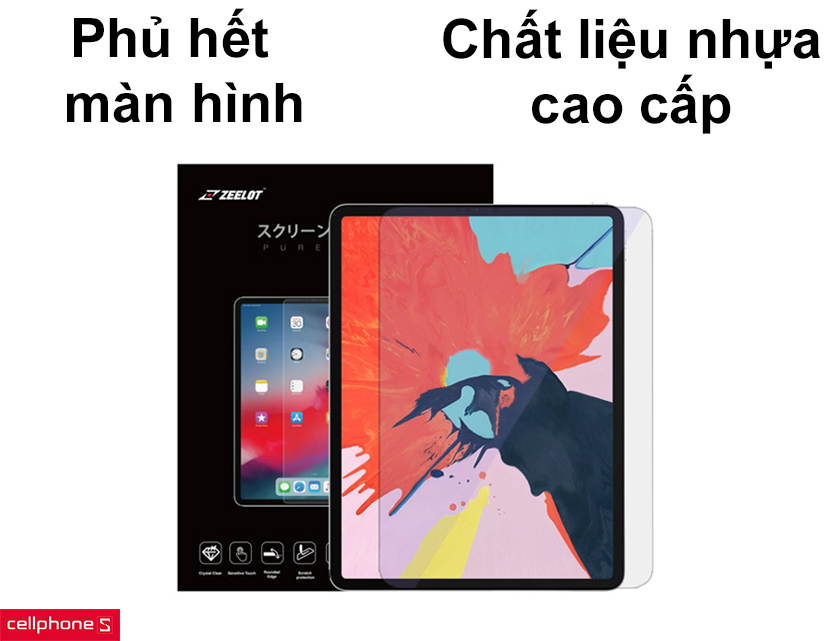 Kích thước lớn phủ hết toàn bộ màn hình, chất liệu nhựa cao cấp
