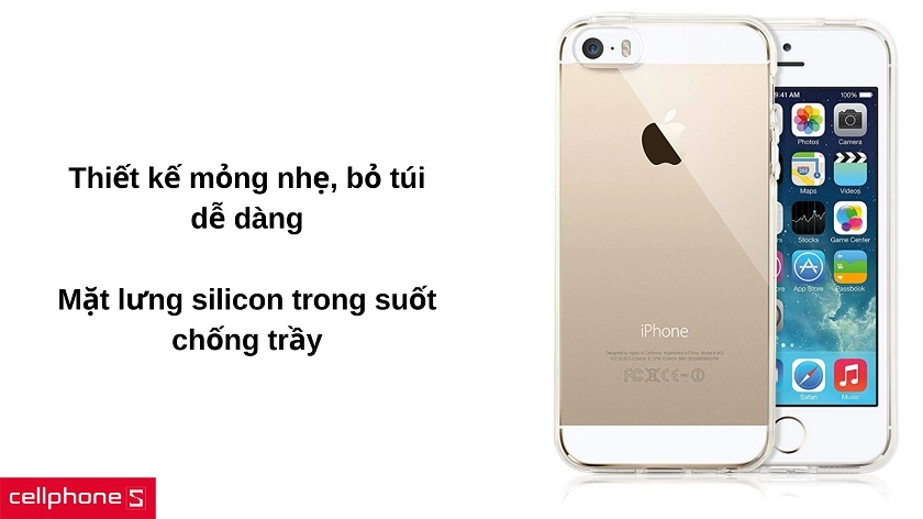 Thiết kế mỏng nhẹ với mặt lưng silicon trong suốt chống trầy