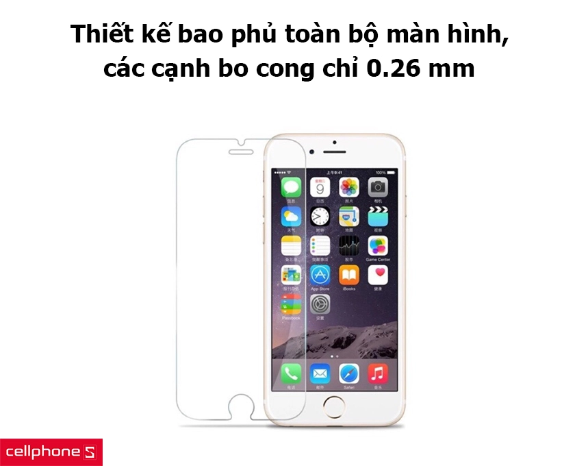 Thiết kế bao phủ toàn bộ màn hình, các cạnh bo cong chỉ 0.26 mm