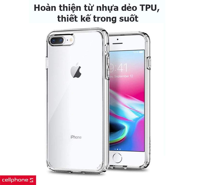 Hoàn thiện từ nhựa dẻo TPU, thiết kế trong suốt