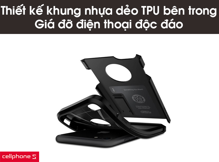 Thiết kế khung nhựa dẻo TPU bên trong và giá đỡ điện thoại vô cùng độc đáo