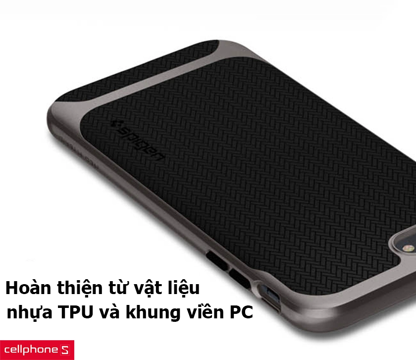 Thiết kế độc đáo với hai lớp vật liệu nhựa dẻo TPU và khung viền PC