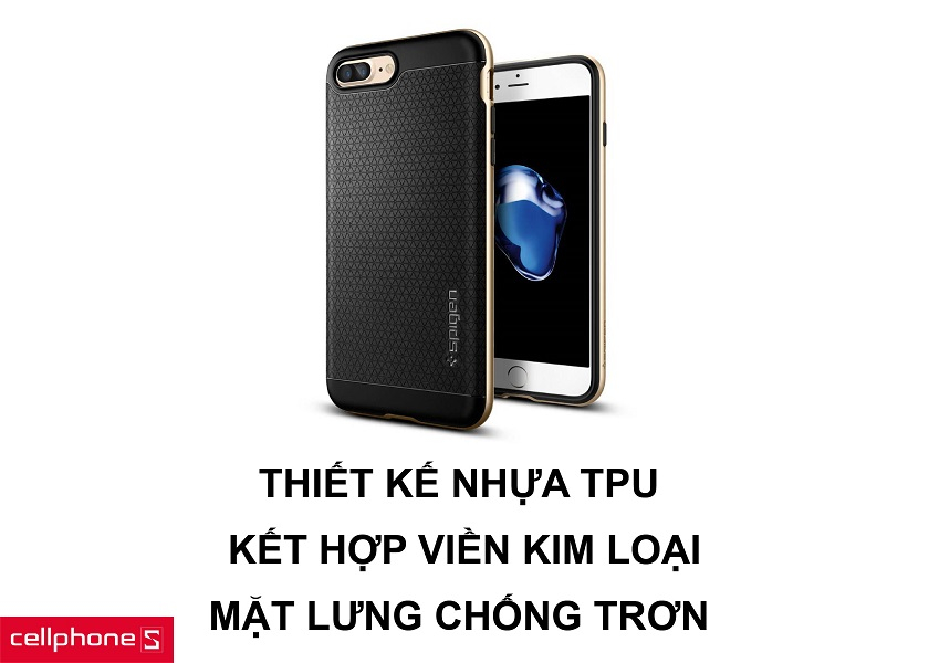 Thiết kế kết hợp giữa nhựa TPU và viền kim loại cùng khả năng chống trơn trượt