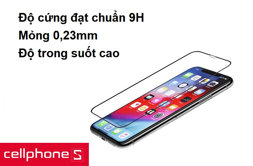 Miếng dán đạt độ cứng đạt chuẩn 9H, mỏng 0,23mm