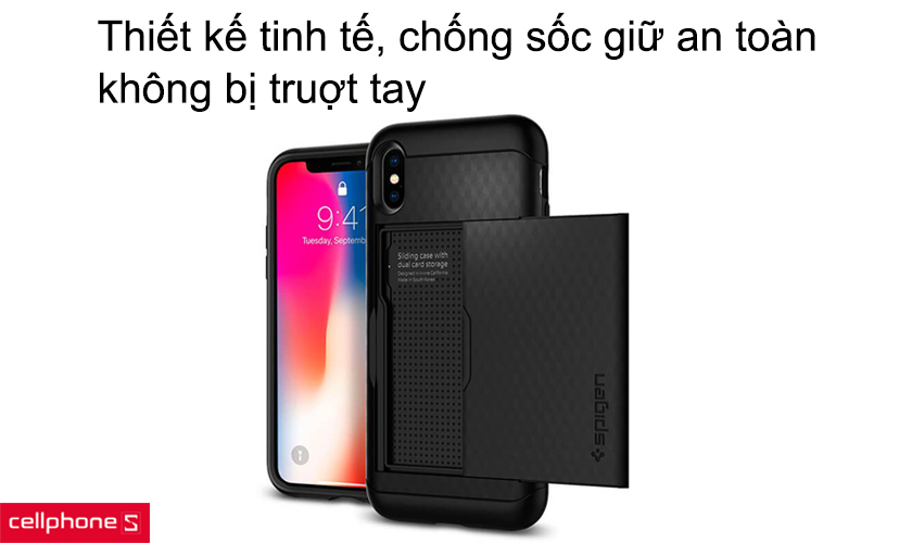 Thiết kế tinh tế, chống sốc giữ an toàn không bị truợt tay