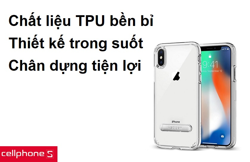Chất liệu TPU bền bỉ, thiết kế trong suốt