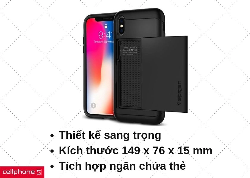Thiết kế sang trọng, tinh tế với cùng ngăn chứa thẻ tiện dụng