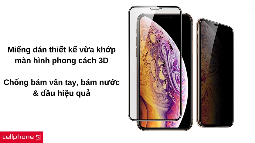Thiết kế bao phủ full màn hình 3D, bề mặt chống bám vân tay