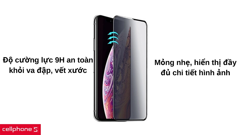 Chất liệu cứng cáp thuộc mức cường lực 9H bảo vệ tuyệt đối iPhone X / Xs