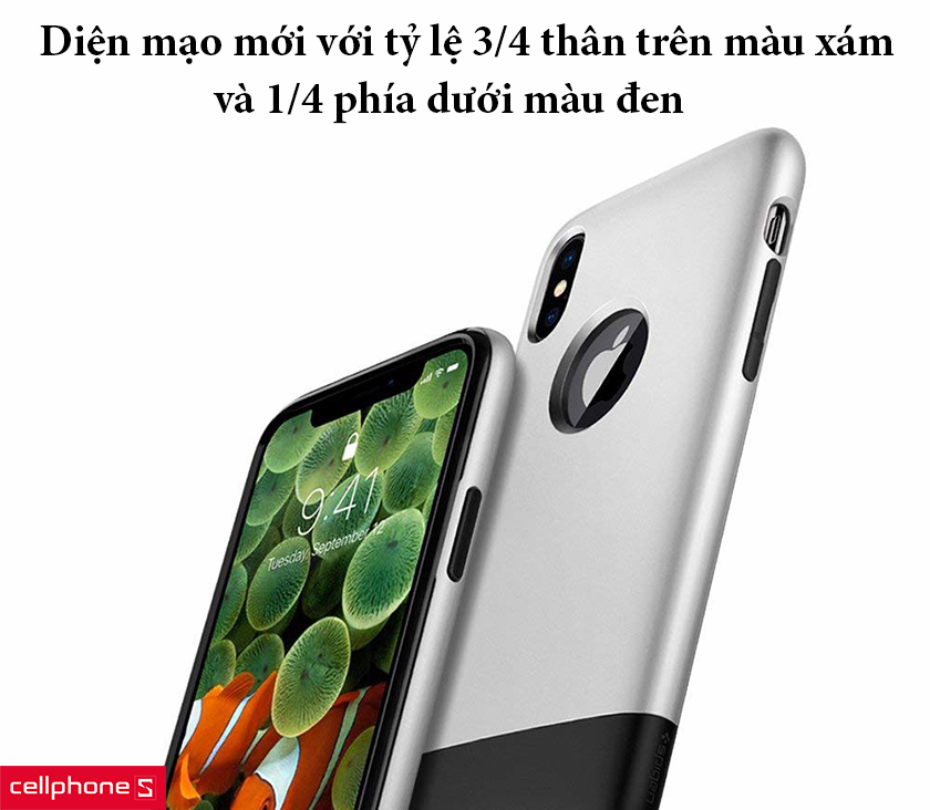 Ốp lưng với diện mạo mới với tỷ lệ 3/4 thân trên màu xám