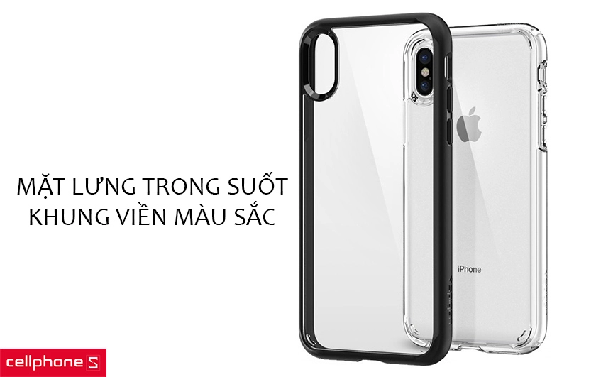 Mặt lưng trong suốt, khung viền màu sắc nổi bật