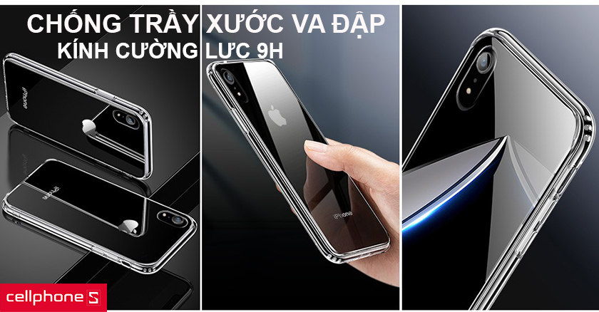 Chống trầy xước va đập với kính cường lực 9H, khung TPU