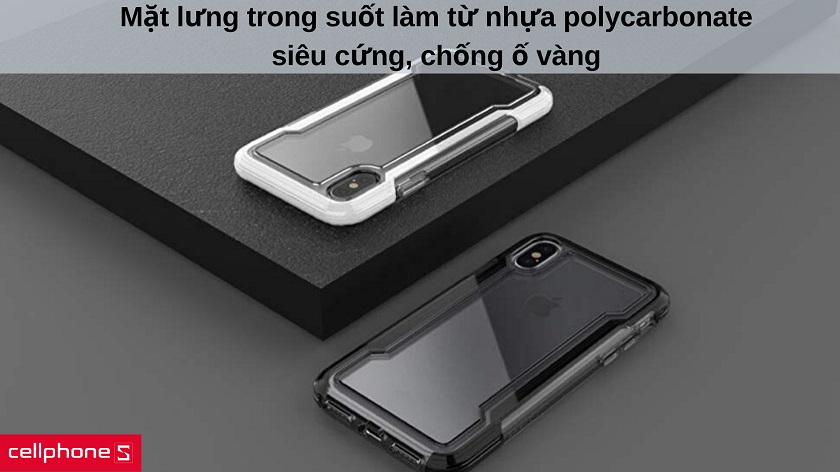 Mặt lưng trong suốt làm từ chất liệu polycarbonate siêu cứng