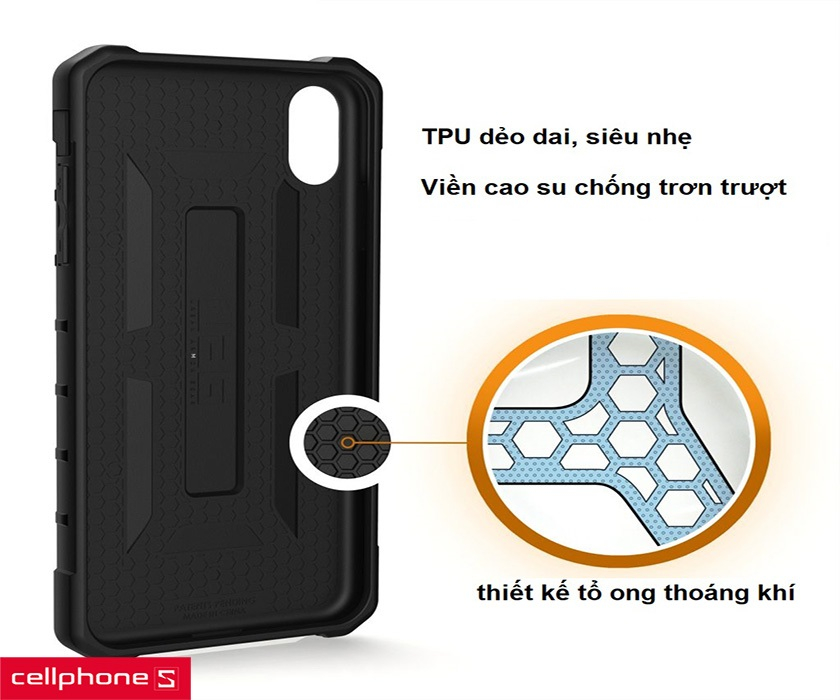 Thiết kế họa tiết Camo quân đội mạnh mẽ và chất liệu TPU dẻo dai chống trơn trượt