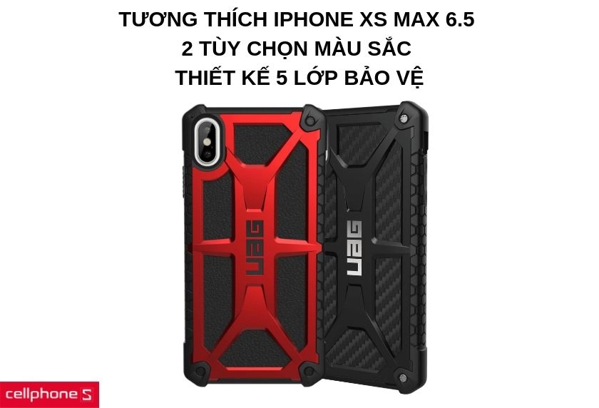Tương thích iPhone XS Max 6.5, 2 tùy chọn màu sắc, thiết kế 5 lớp bảo vệ