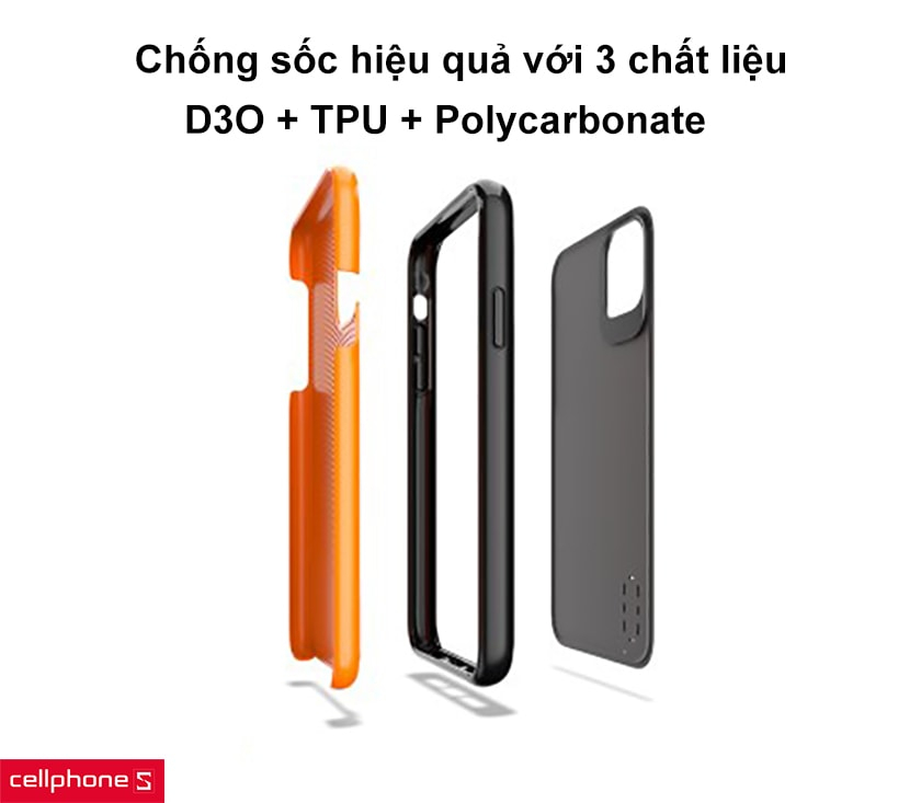 Chống sốc hiệu quả với sự kết hợp giữa ba chất liệu
