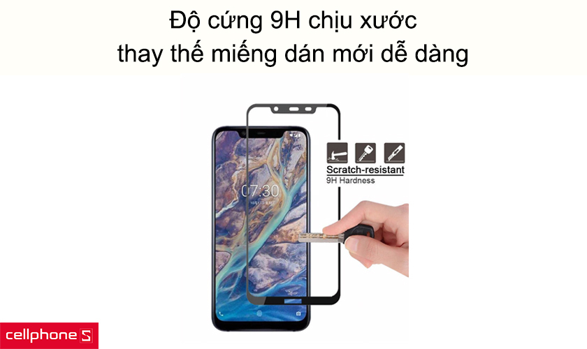 Độ cứng 9H chịu xước, thay thế miếng dán mới dễ dàng