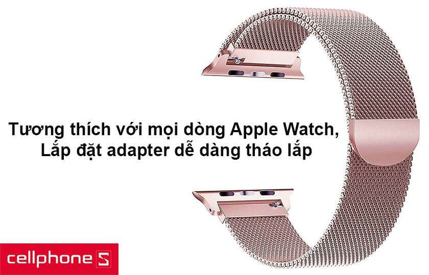 Tương thích với mọi dòng Apple Watch, lắp đặt adapter dễ dàng tháo lắp