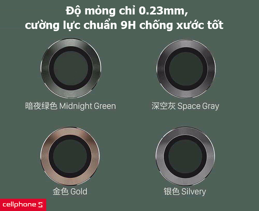 Ốp viền với độ mỏng chỉ 0.23mm, cường lực chuẩn 9H