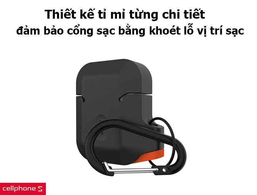 hộp đựng được khoét lỗ tại vị trí cổng sạc