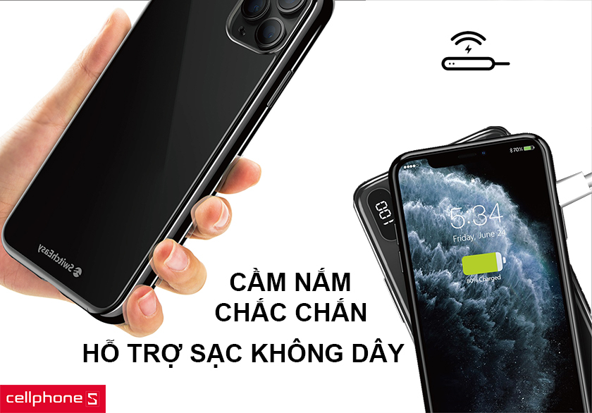 Cho cảm giác cầm nắm chắc chắn, hỗ trợ sạc không dây