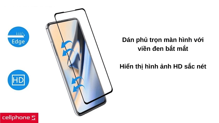Bao phủ toàn màn hình OPPO A12 với viền đen bắt mắt