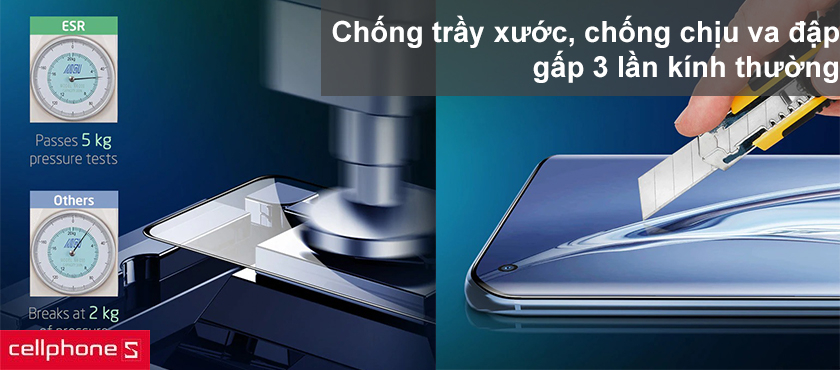Chống trầy xước, chống va đập gấp 3 lần nhờ mặt kính chịu lực
