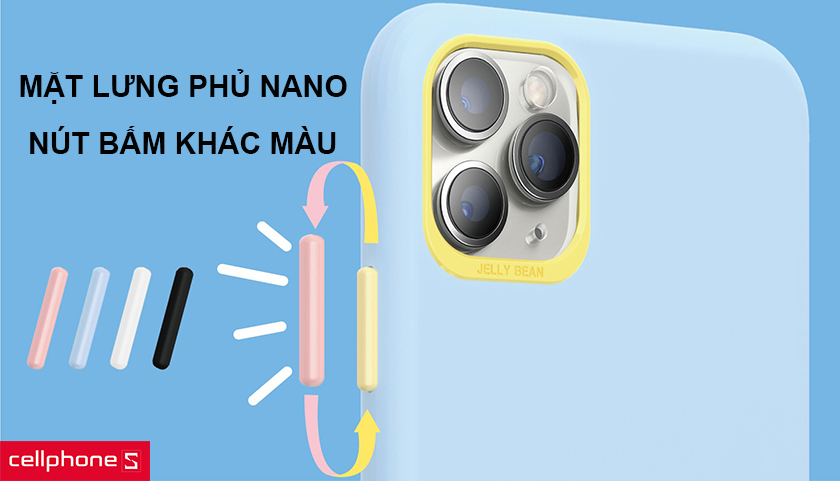 Bề ngoài được phủ nano đặc biệt cùng thiết kế nút bấm và viền camera được phối khác màu