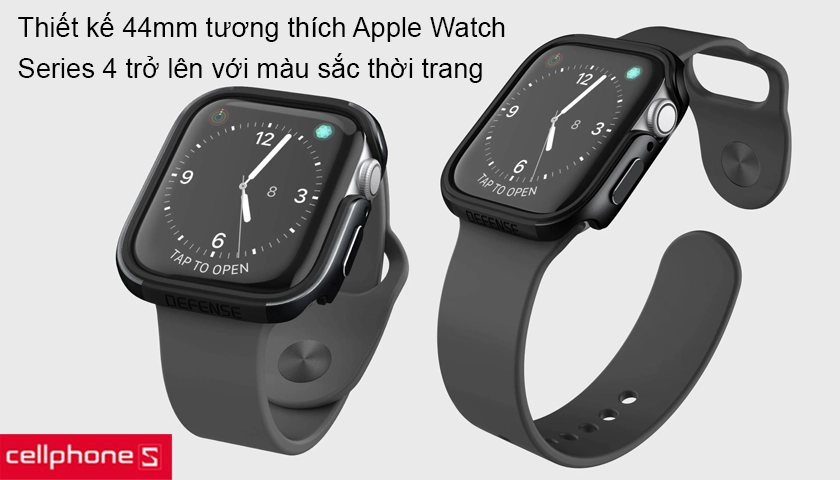 Thiết kế tương thích với Apple Watch Series 4 trở lên, nút bấm kim loại vát cạnh êm ái