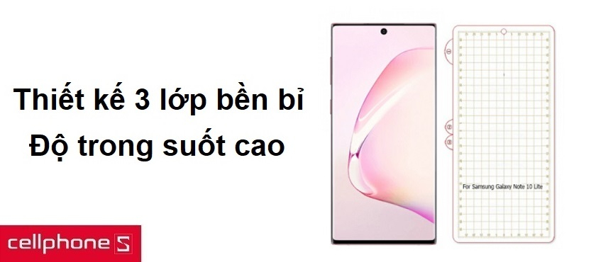 Miếng dán thiết kế 3 lớp bền bỉ, độ trong suốt cao