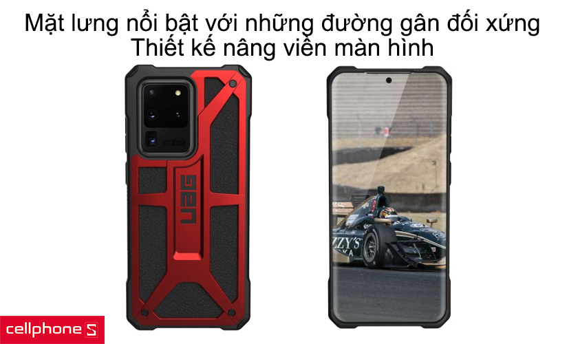Mặt lưng nổi bật với những đường gân đối xứng, thiết kế nâng viền màn hình