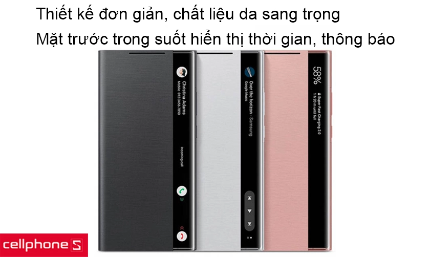Thiết kế mỏng nhẹ, mặt trước trong suốt hiển thị thời gian, thông báo,...