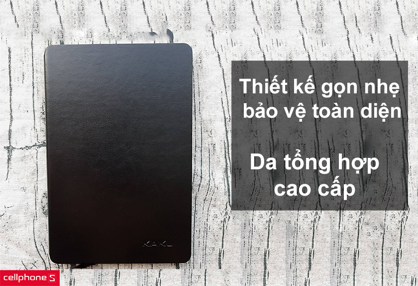 Thiết kế gọn nhẹ bảo vệ toàn diện Galaxy Tab, chất liệu da tổng hợp cao cấp phủ hết thiết bị