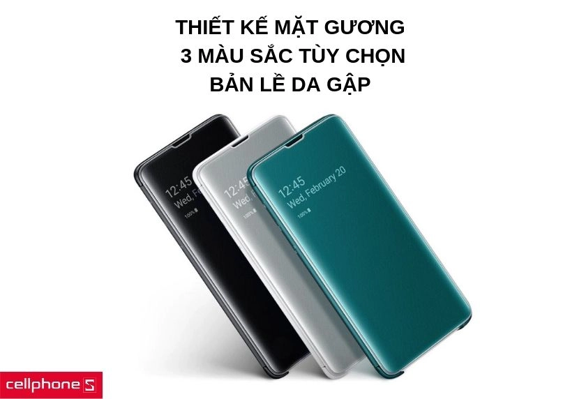 Thiết kế mặt gương sang trọng, 3 màu sắc tùy chọn, thiết kế gập với bản lề chất liệu da