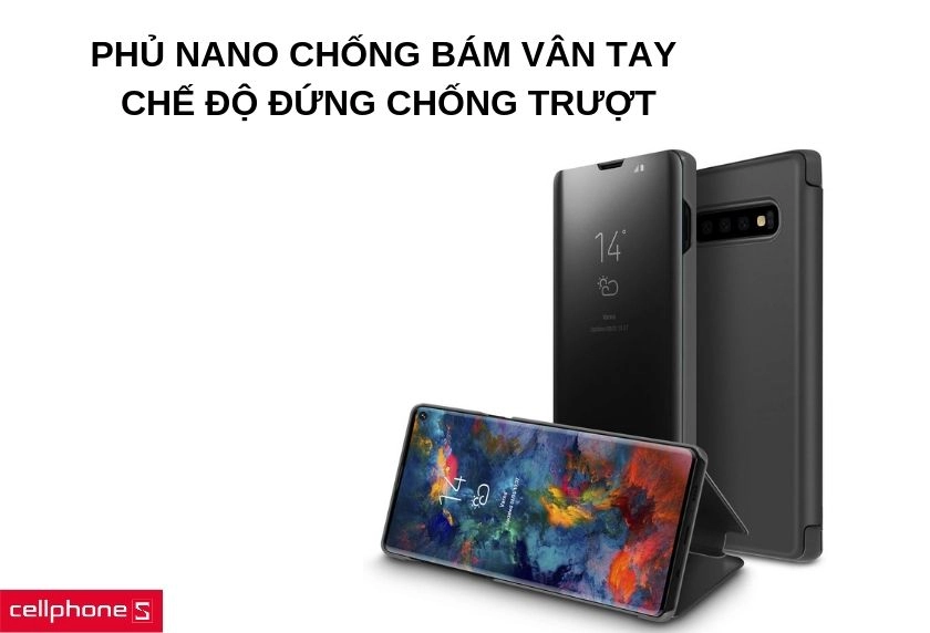 Bao da phủ nano chống bám vân tay, chế độ đứng chắc chắn, chống trơn trượt