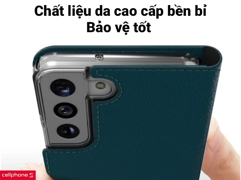 Chất liệu da cao cấp bền bỉ, bảo vệ tốt cho điện thoại của bạn