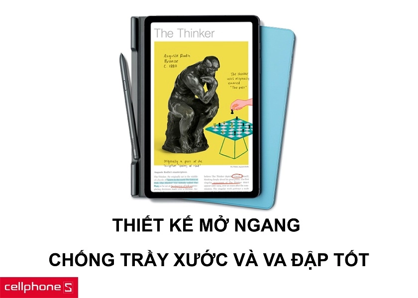 Thiết kế mở ngang sổ tay thông minh và tránh trầy xước, va đập, bụi bẩn tối ưu