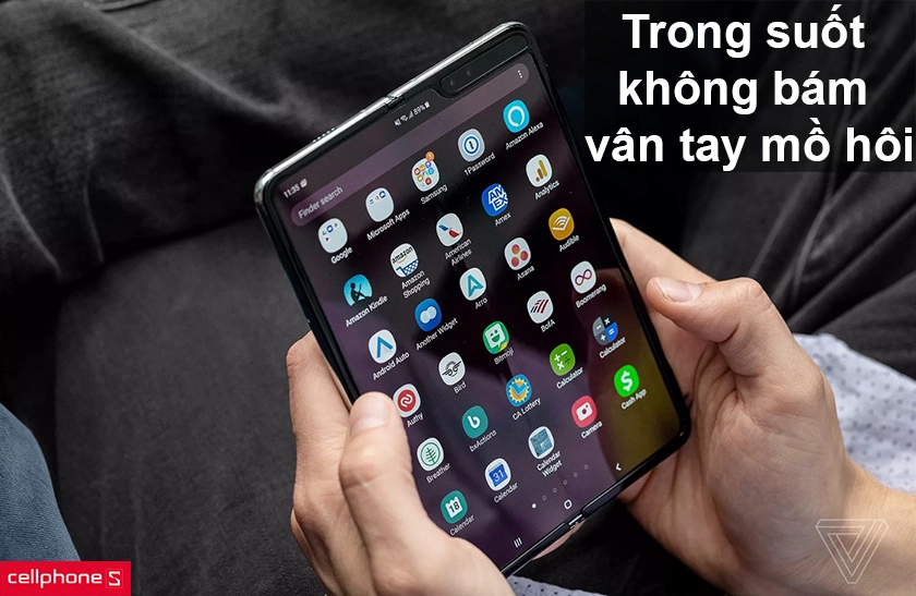 Trong suốt không bám vân tay, mồ hôi trên màn hình