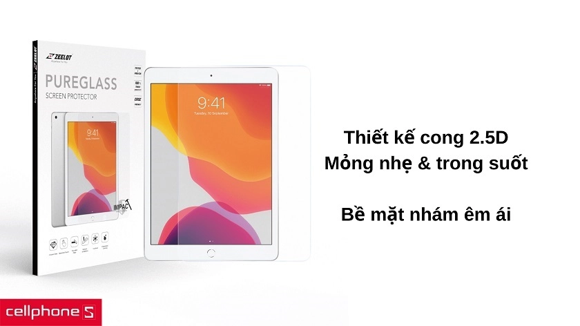 Thiết kế cong 2.5D mỏng nhẹ, bề mặt nhám tạo độ êm ái khi chạm