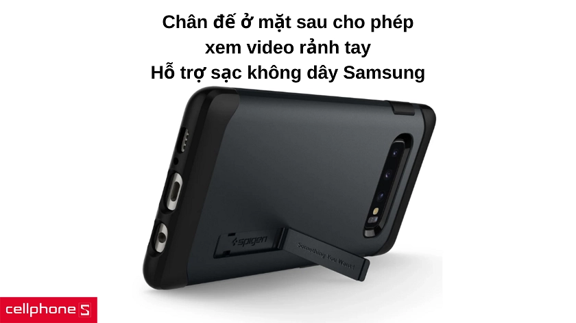 Chân đế tiện lợi cho nhu cầu giải trí, hỗ trợ sạc không dây trên Galaxy S10