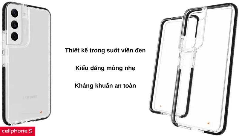 Ốp lưng Samsung Galaxy S22 Gear4 D3O Santa - Trong suốt, an toàn và bền bỉ