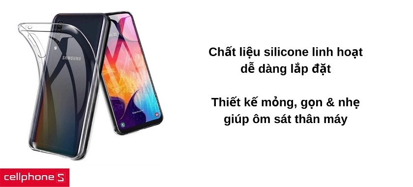 Chất liệu silicone dẻo dai & linh hoạt, thiết kế mỏng nhẹ ôm sát máy