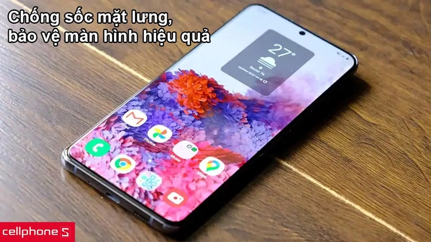 Chống sốc mặt lưng, bảo vệ màn hình hiệu quả